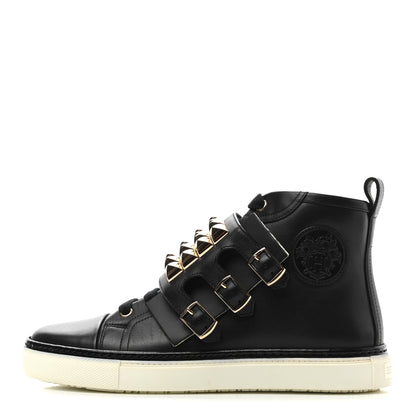 Hermes Calfskin Studded Lennox High Top Sneakers 37 Black 1 of 8