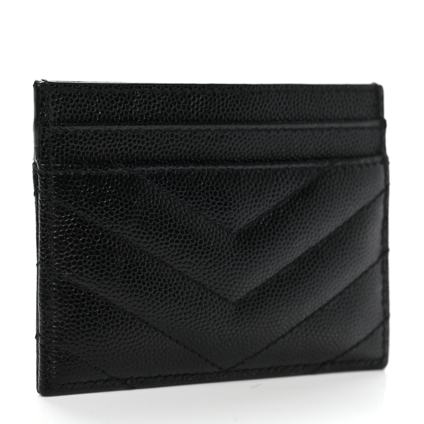Grain De Poudre Matelasse Chevron Monogram Credit Card Case Black