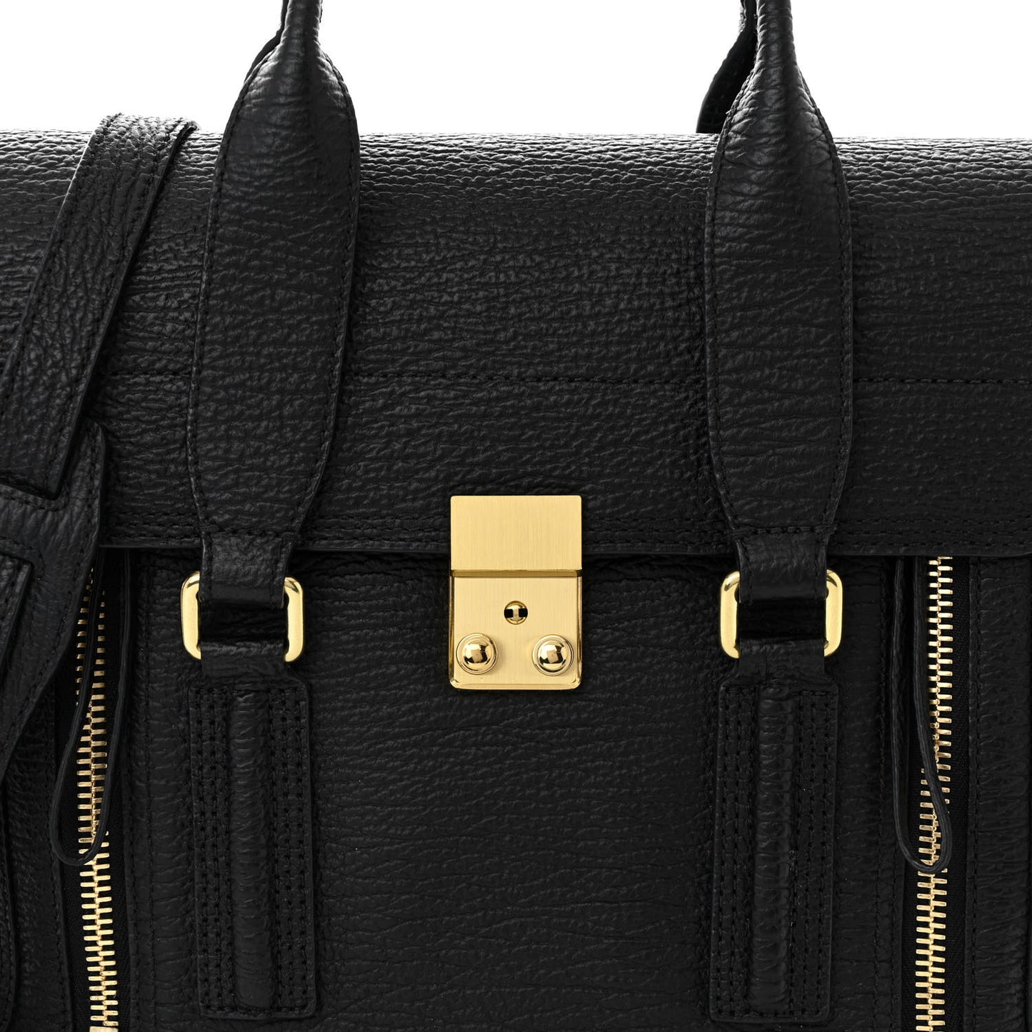 Textured Calfskin Medium Pashli Satchel Black