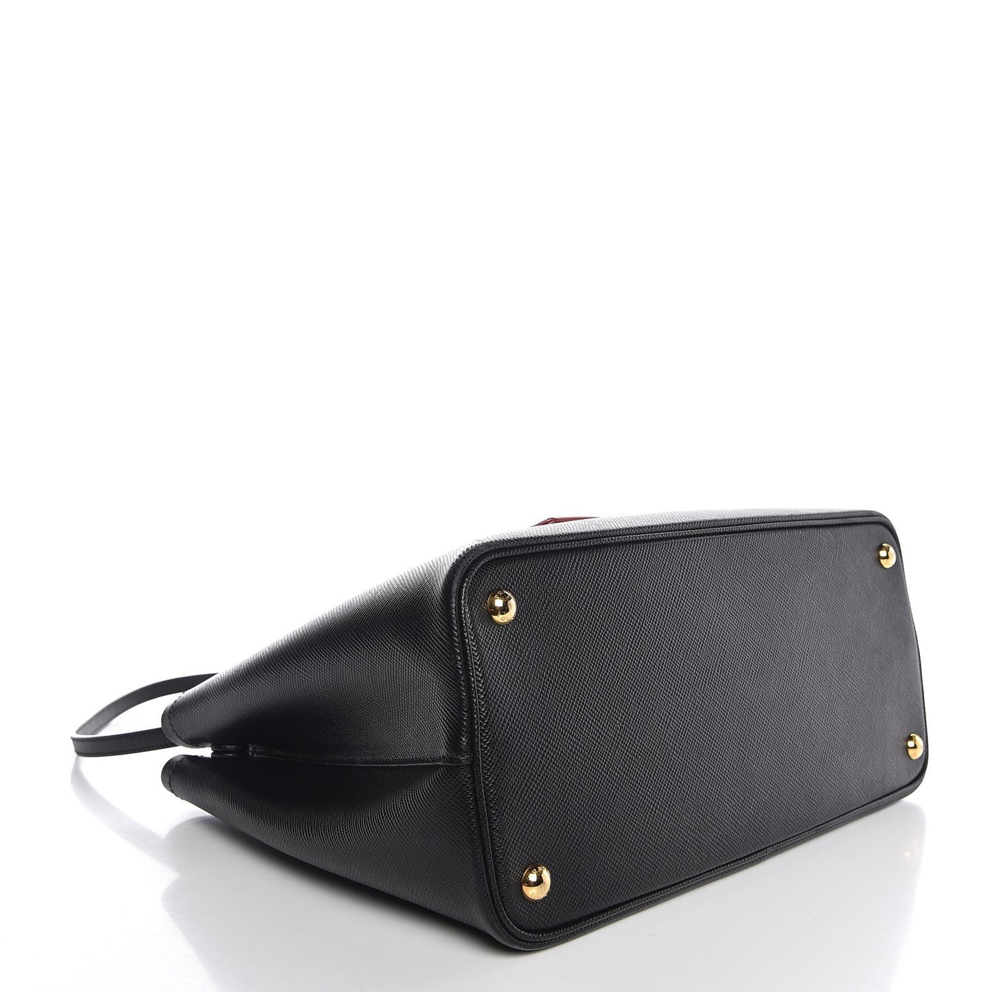Saffiano Cuir Medium Double Bag Black Ciliegia
