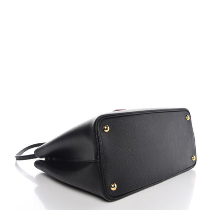 Prada Saffiano Cuir Medium Double Bag Black Ciliegia 4 of 9
