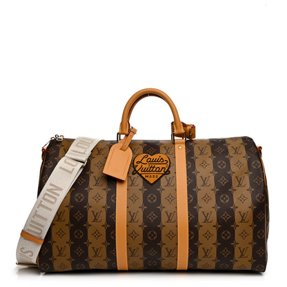 Louis Vuitton X NIGO Reverse Monogram Stripe Keepall Bandouliere 50 Brown 1 of 8