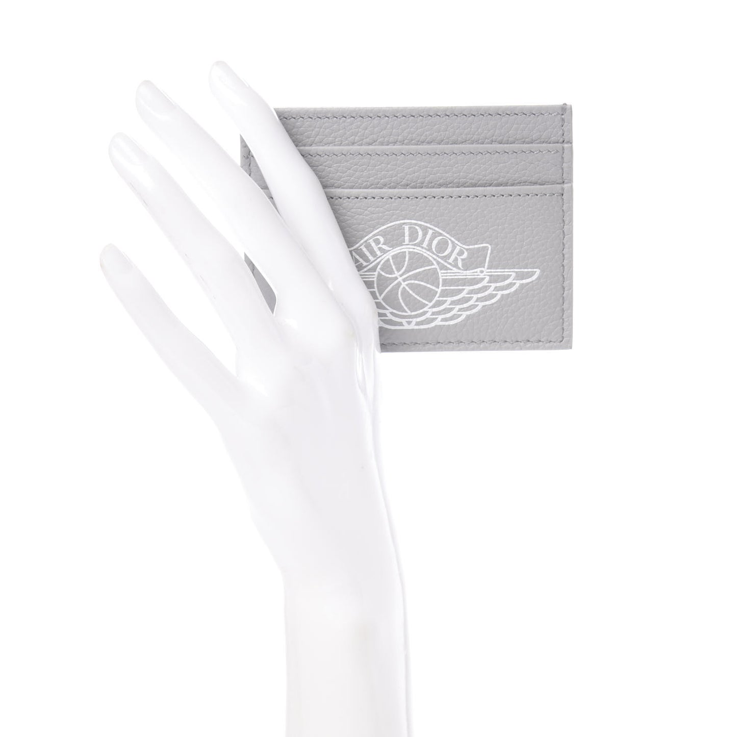 X AIR JORDAN Grained Calfskin Card Holder Grey