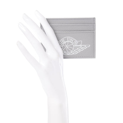 Christian Dior X AIR JORDAN Grained Calfskin Card Holder Grey 2 of 8
