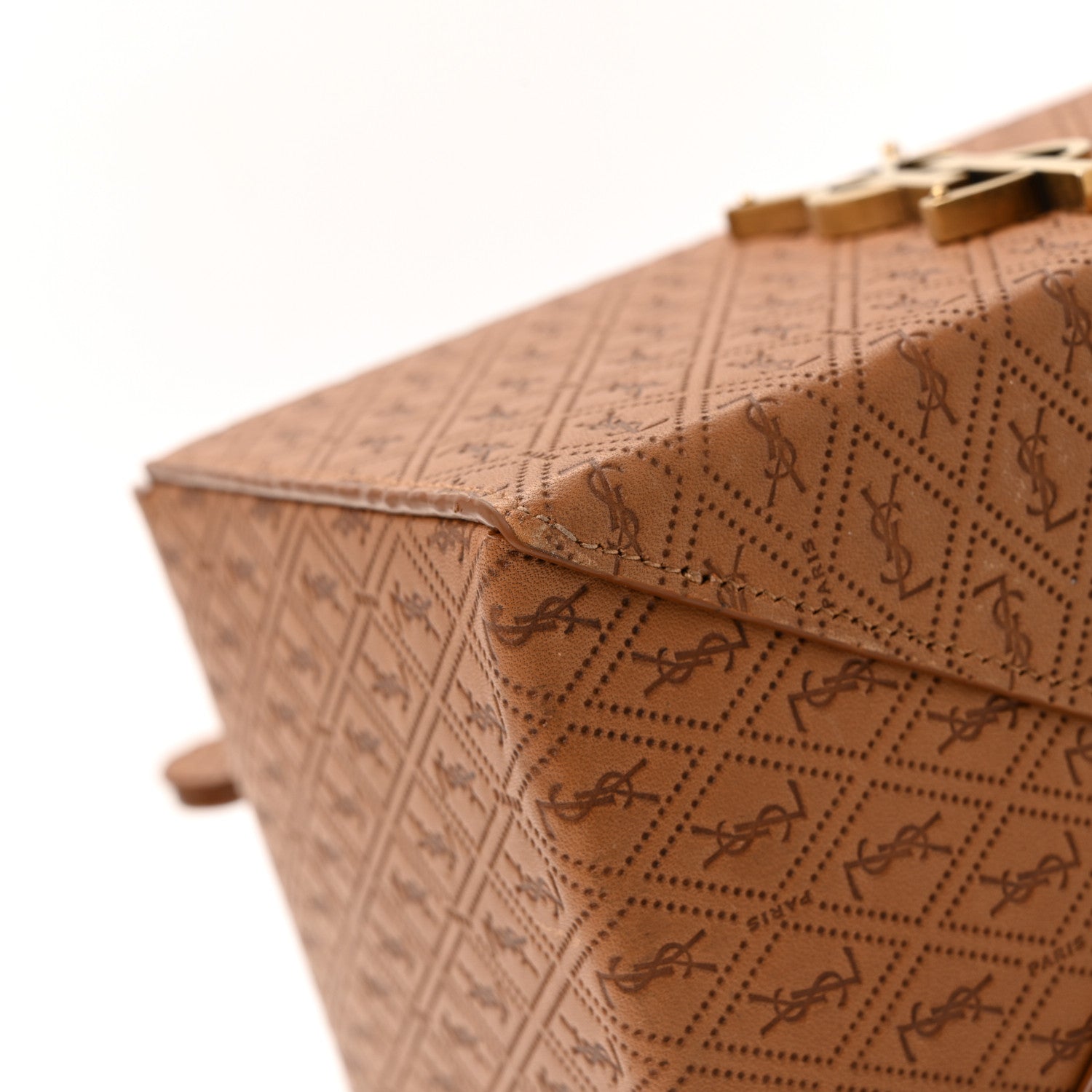 Saint Laurent Calfskin Monogram Take Away Box Dusty Vintage Brown Gold 12 of 12