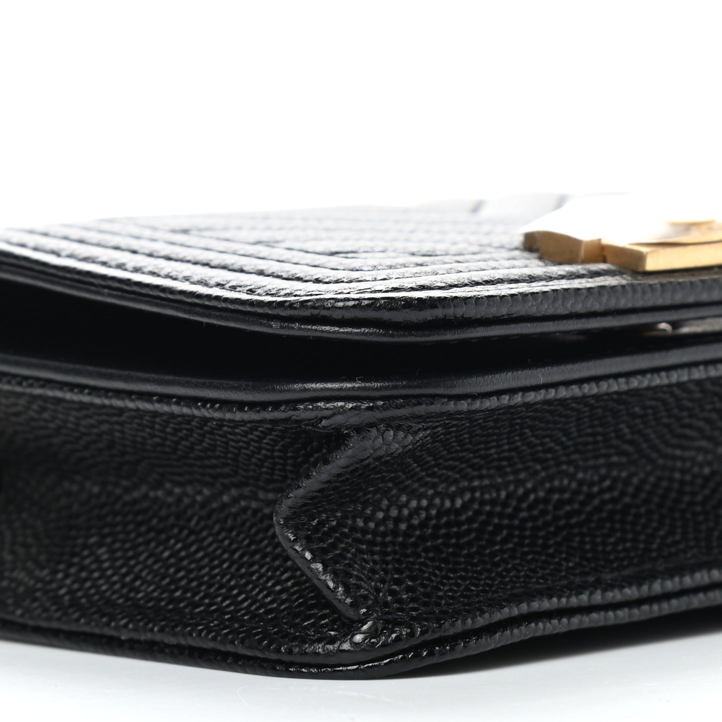 Caviar Chevron Quilted Boy Flap Waist Belt Bag Black