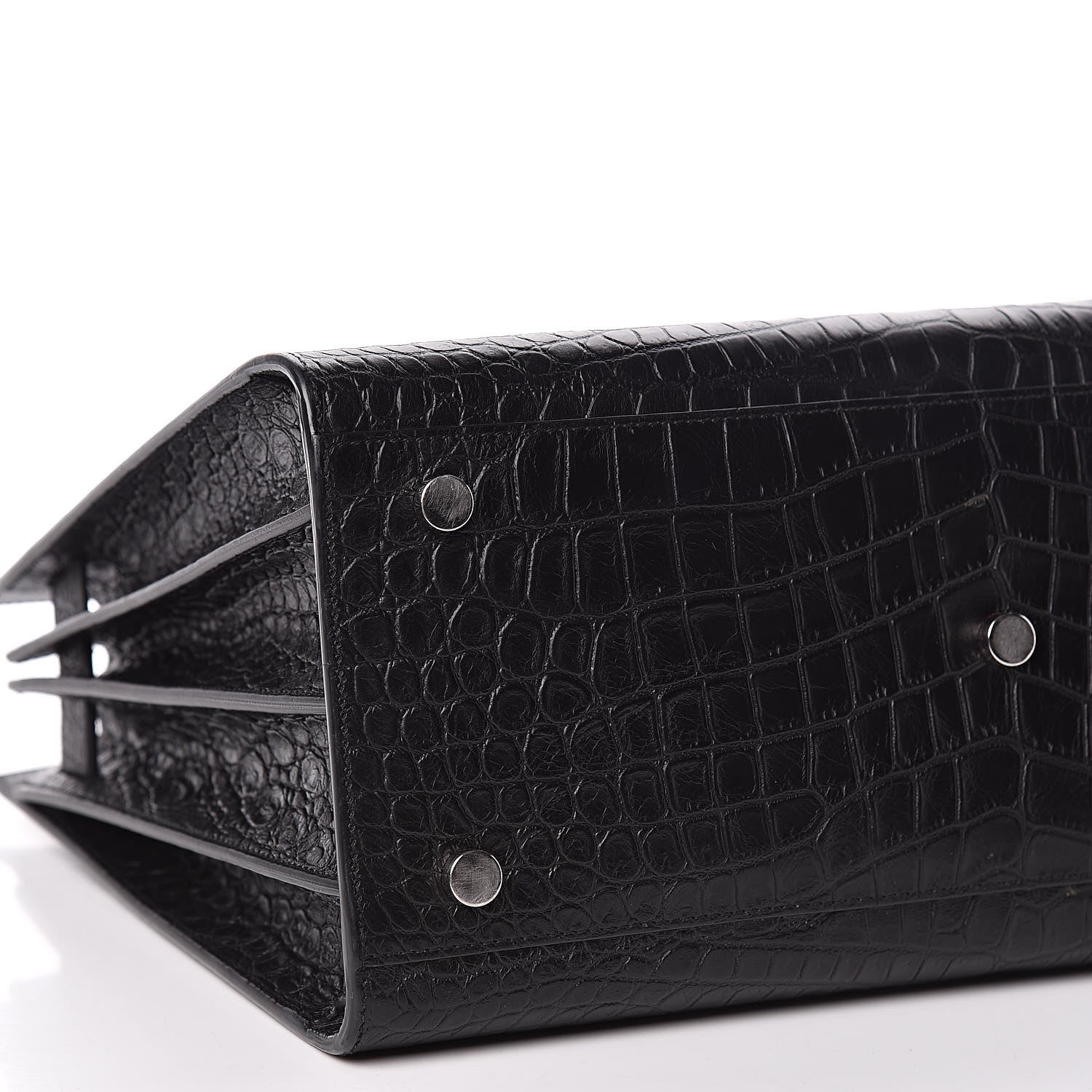 Saint Laurent Calfskin Crocodile Embossed Small Sac de Jour Black 8 of 12