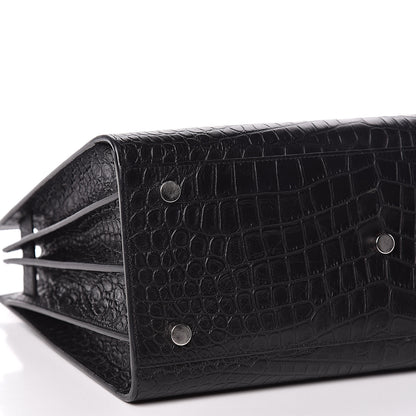 Saint Laurent Calfskin Crocodile Embossed Small Sac de Jour Black 8 of 12
