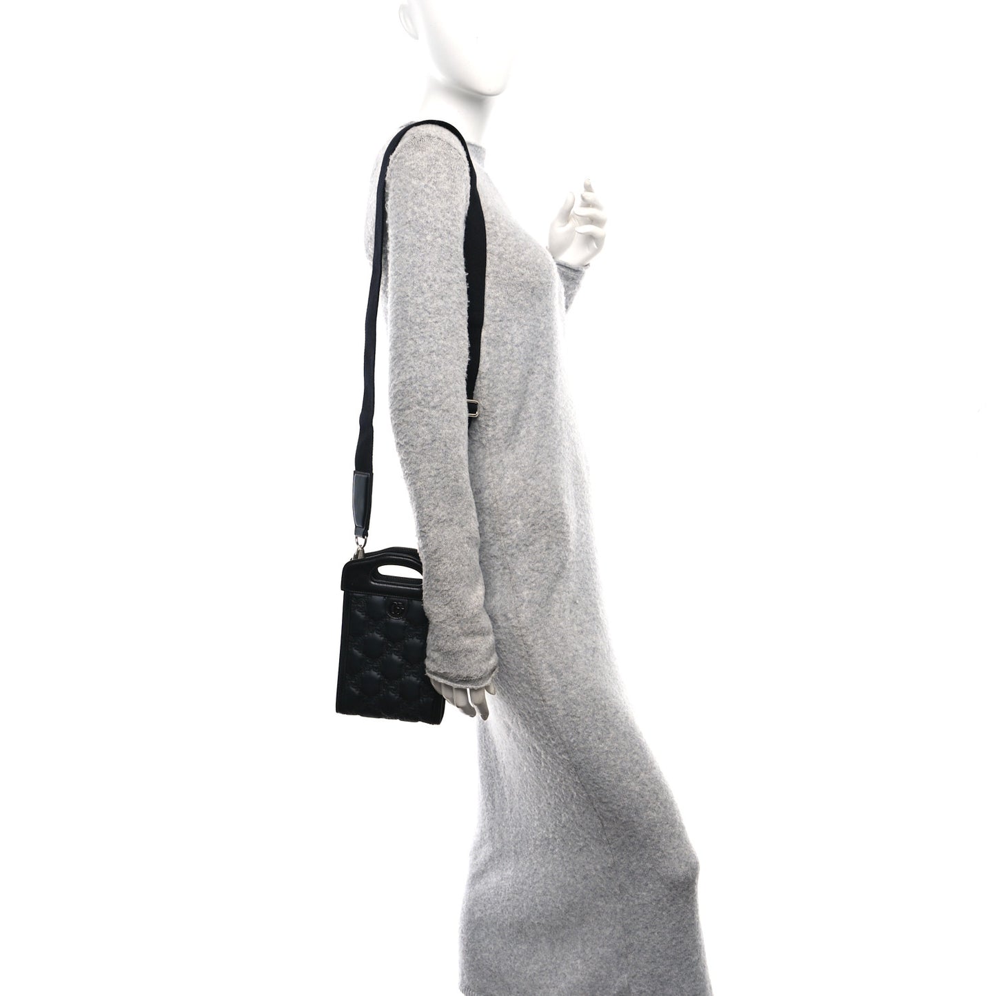 Nylon Calfskin Enamel GG Matelasse Mini Top Slip Handle Crossbody Bag Black