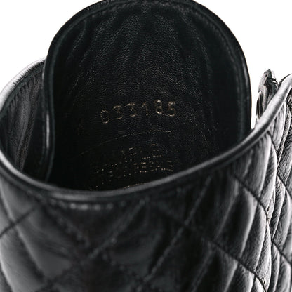 Chanel Crackled Calfskin Velvet Pearl Combat Ankle Boots 38 Black 8 of 9
