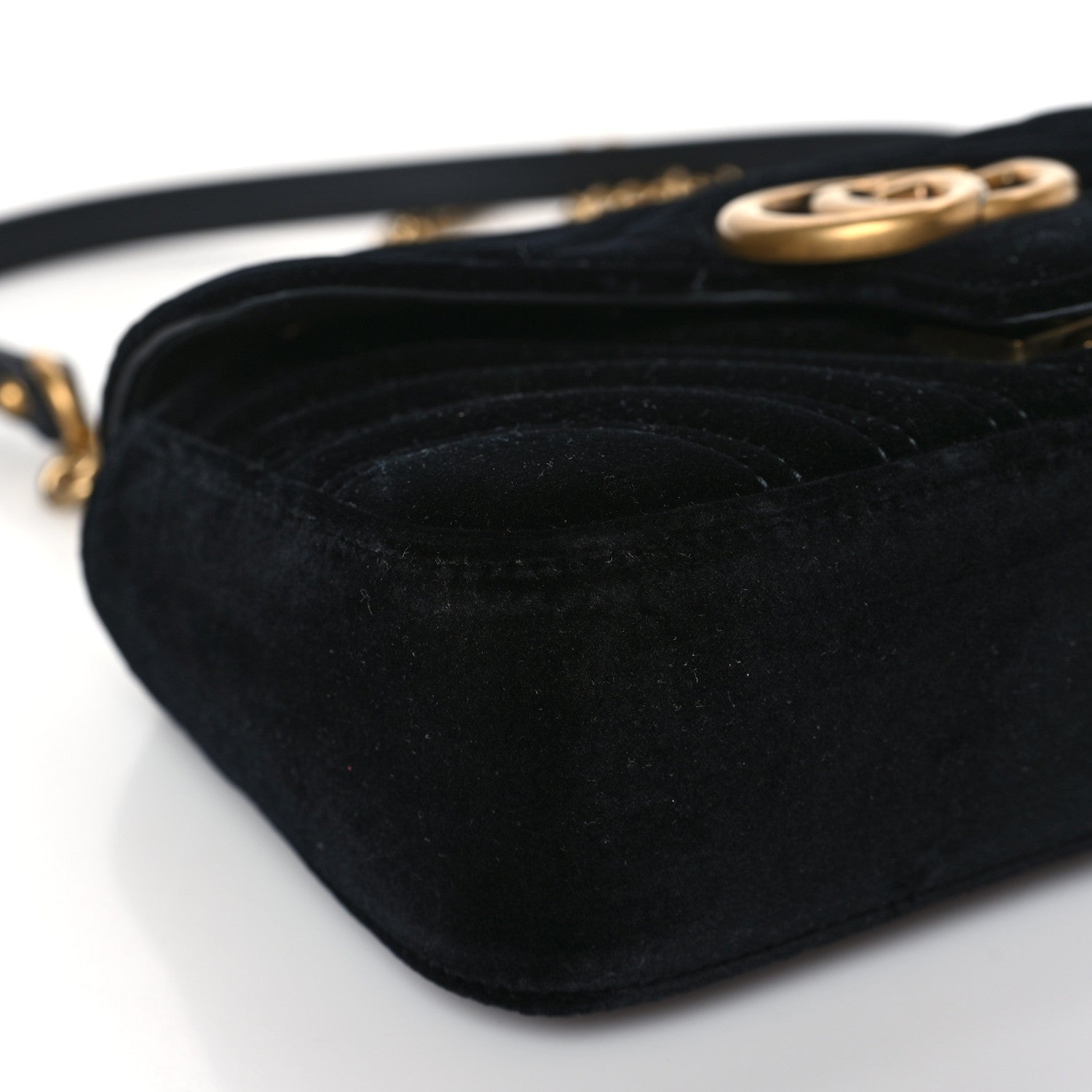 Gucci Velvet Matelasse Mini GG Marmont Shoulder Bag Black 8 of 9