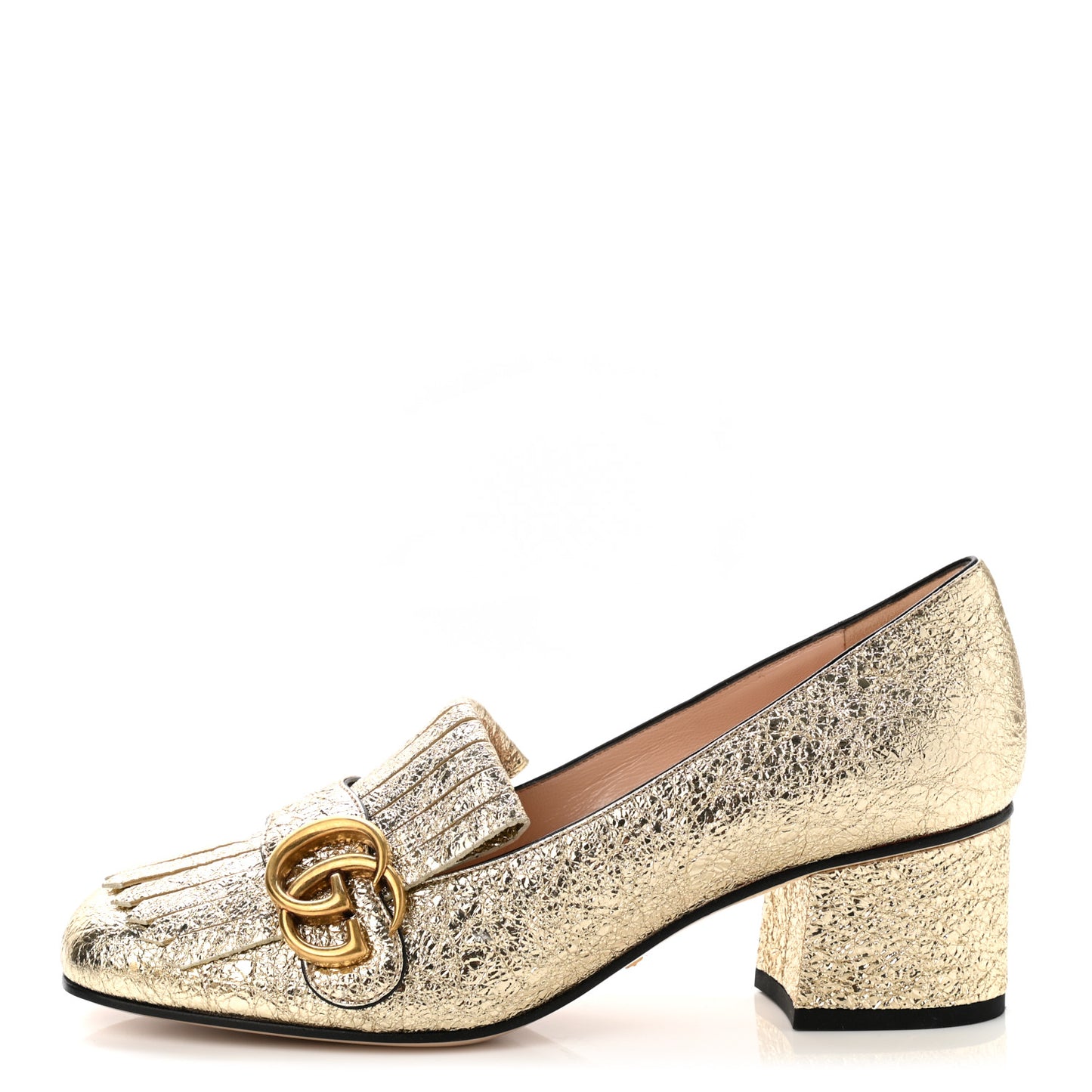 Galassia GG Marmont Fringe 50mm Loafer Pumps 36.5 Platino
