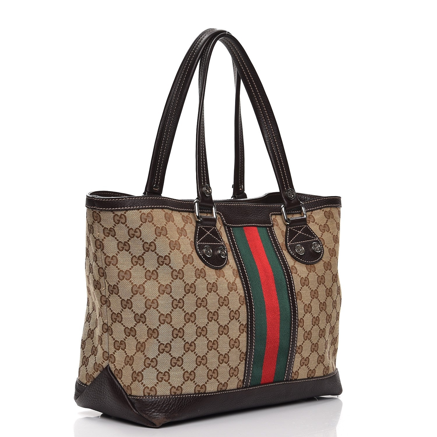Gucci Monogram Web Sunset Tote Dark Brown 3 of 11