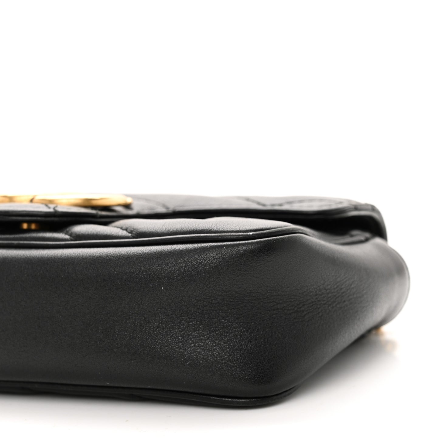 Calfskin Matelasse Super Mini GG Marmont Shoulder Bag Black