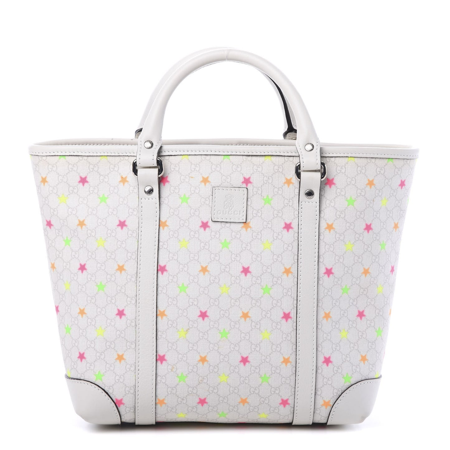 GG Supreme Monogram Stars Childrens Tote White
