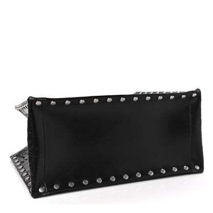 Christian Dior Calfskin Laser Cut Studded Medium Book Tote Black 4 of 7