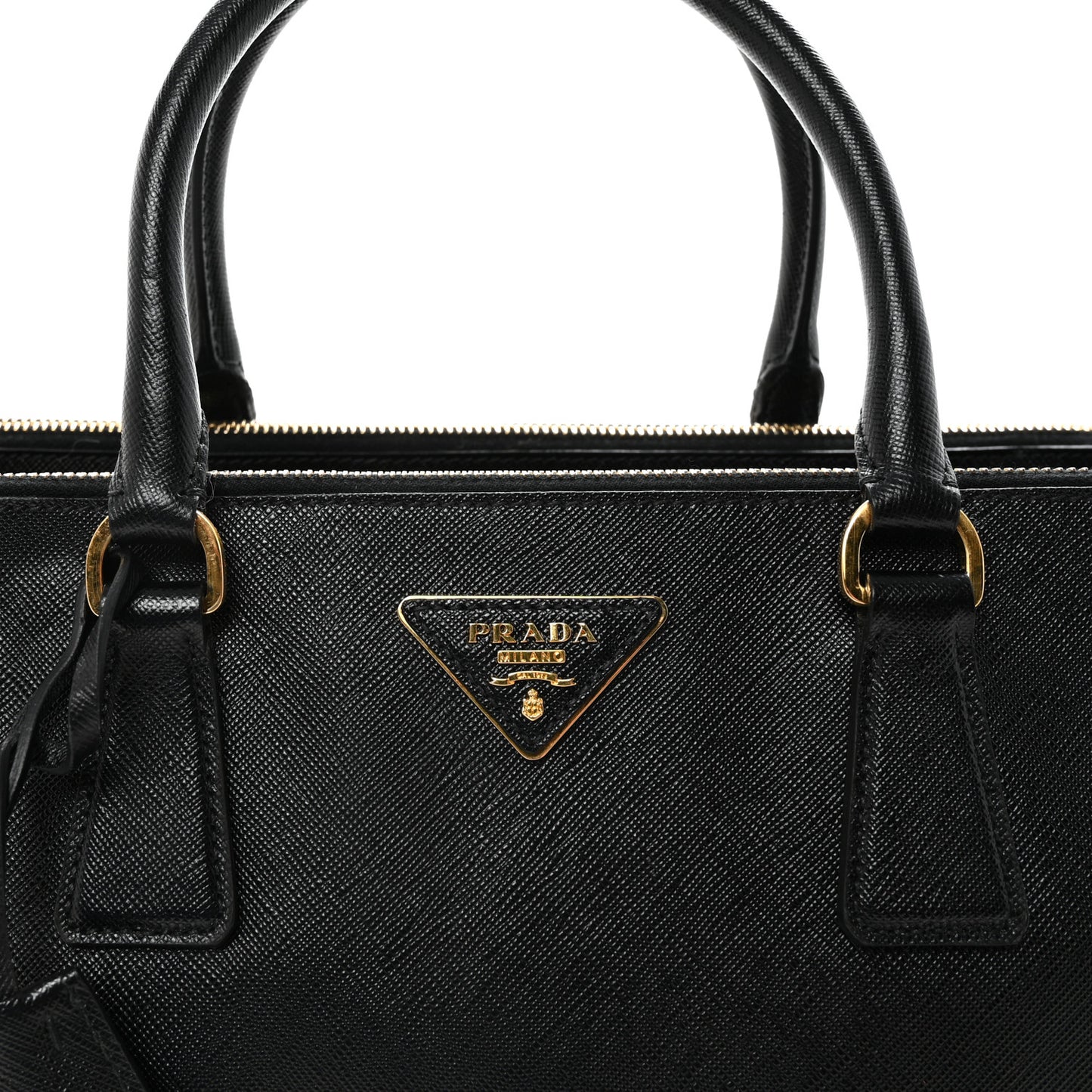 Saffiano Medium Galleria Double Zip Tote Black