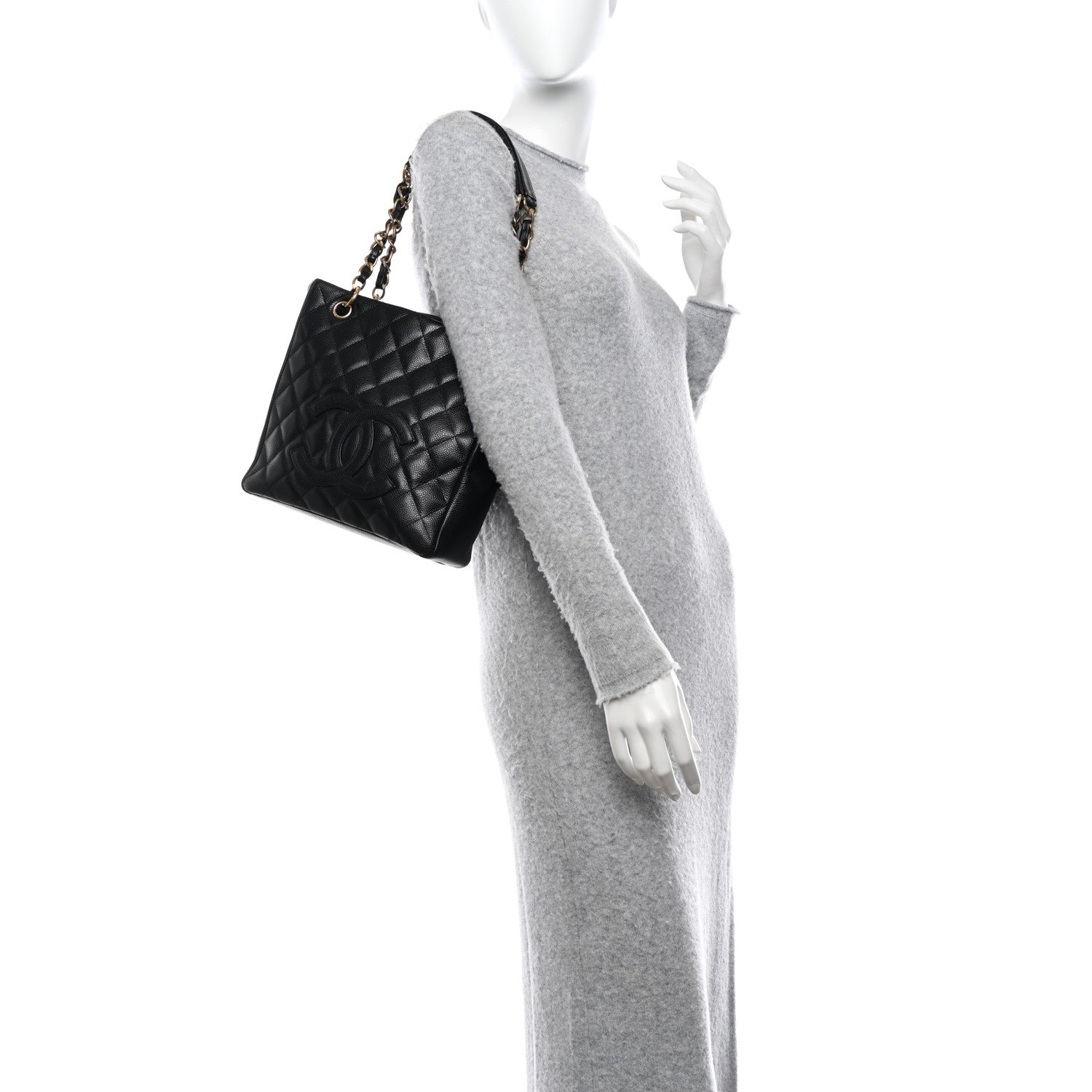 Chanel Caviar Quilted Petit Shopping Tote PST Black 2 of 13