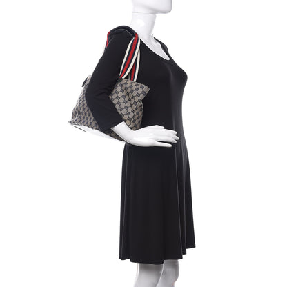 Gucci GG Monogram Medium Web Handle Bucket Tote Navy Blue 2 of 10