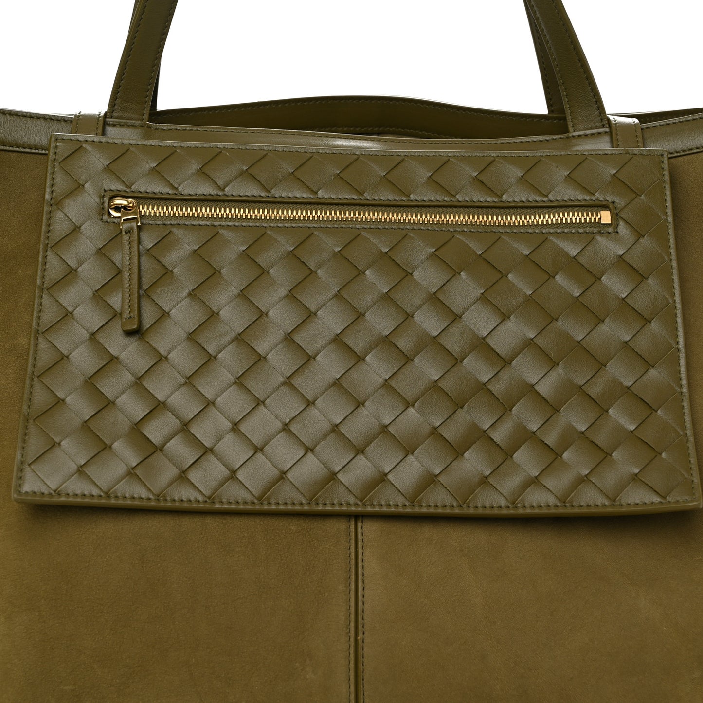 Suede Nappa Intrecciato Large Flip Flap Tote Mud
