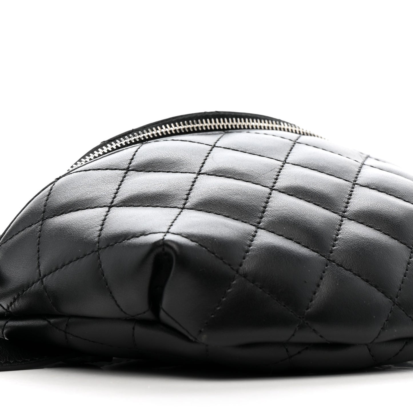 Lambskin Quilted Waist Belt Bag Black