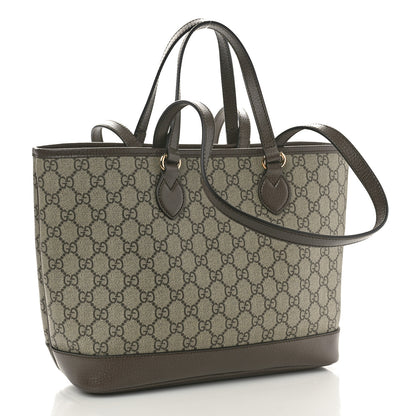 Gucci GG Supreme Monogram Textured Calfskin Small Ophidia Shoulder Tote Bag Beige Ebony New Acero 3 of 10