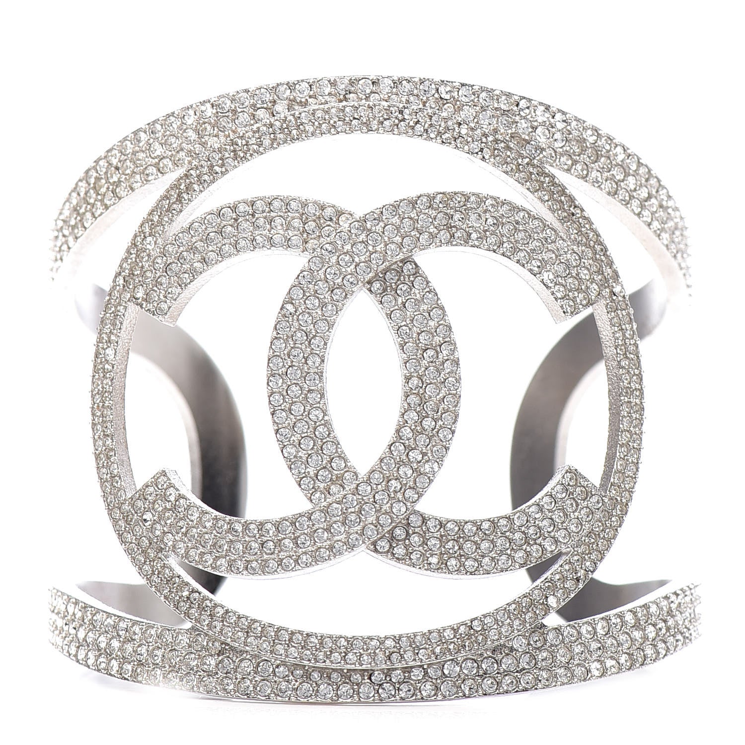 Chanel Crystal CC Cuff Silver 1 of 5