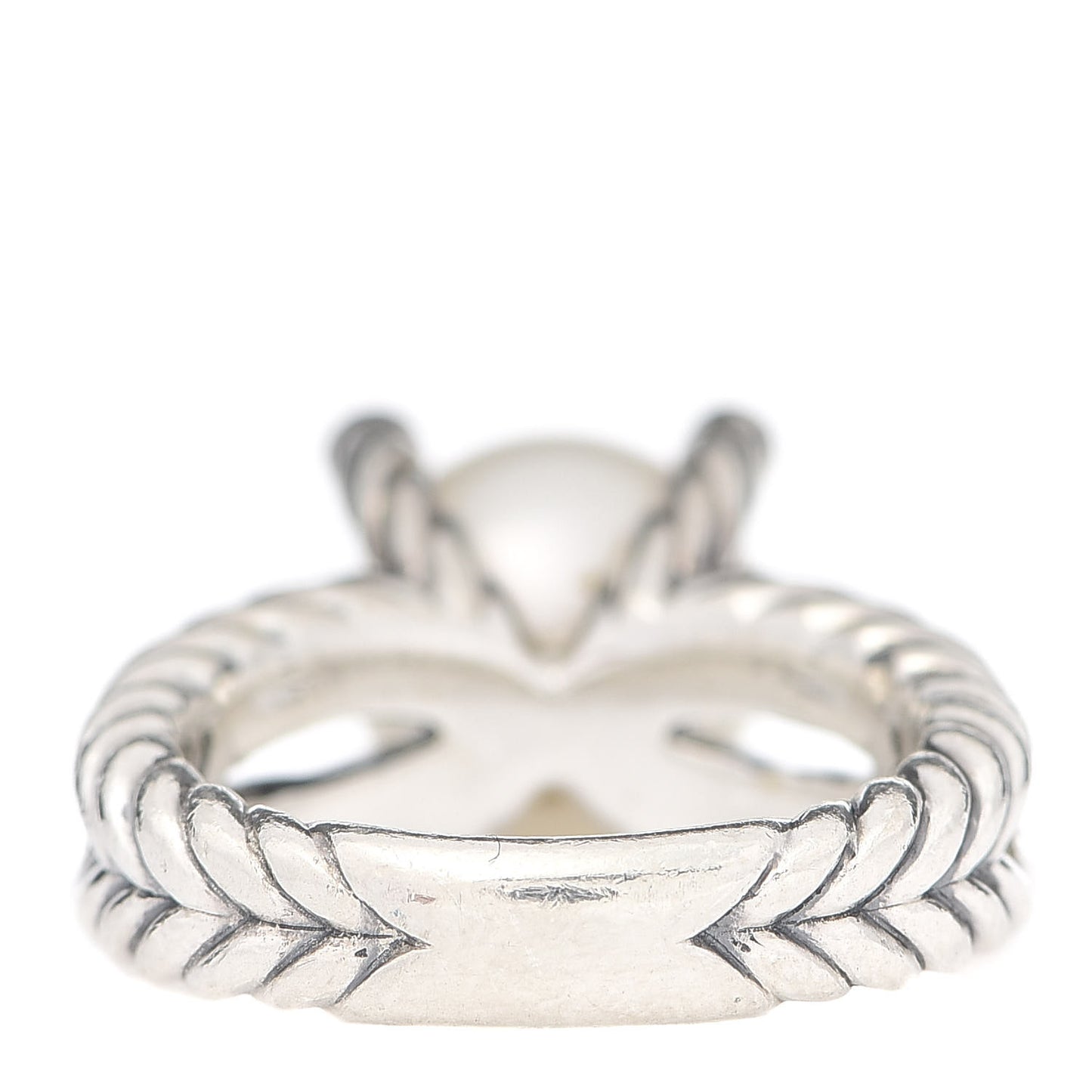 Sterling Silver Diamond Pearl 10mm Cable Ring 52 6