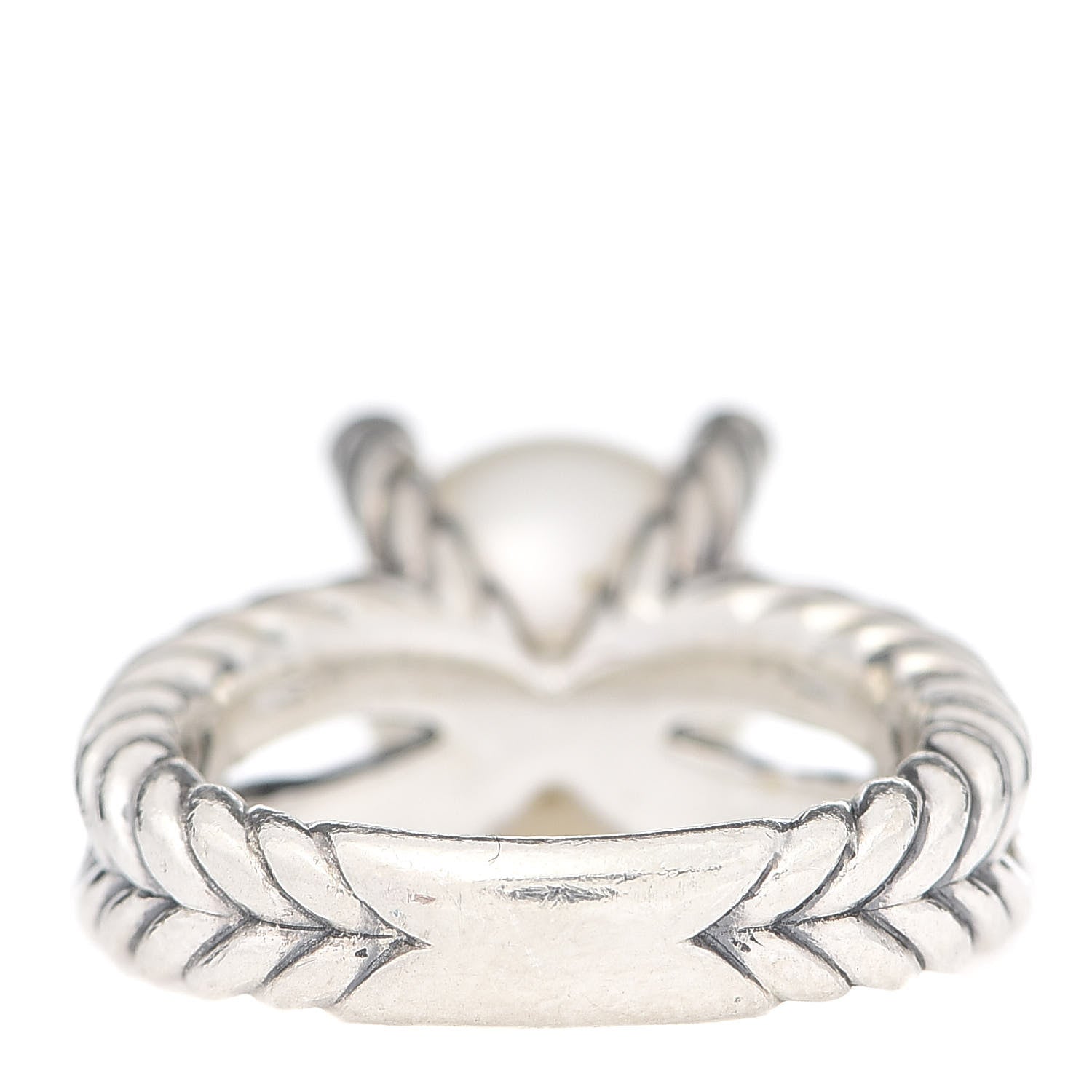 David Yurman Sterling Silver Diamond Pearl 10mm Cable Ring 52 6 4 of 5