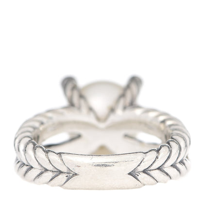 David Yurman Sterling Silver Diamond Pearl 10mm Cable Ring 52 6 4 of 5