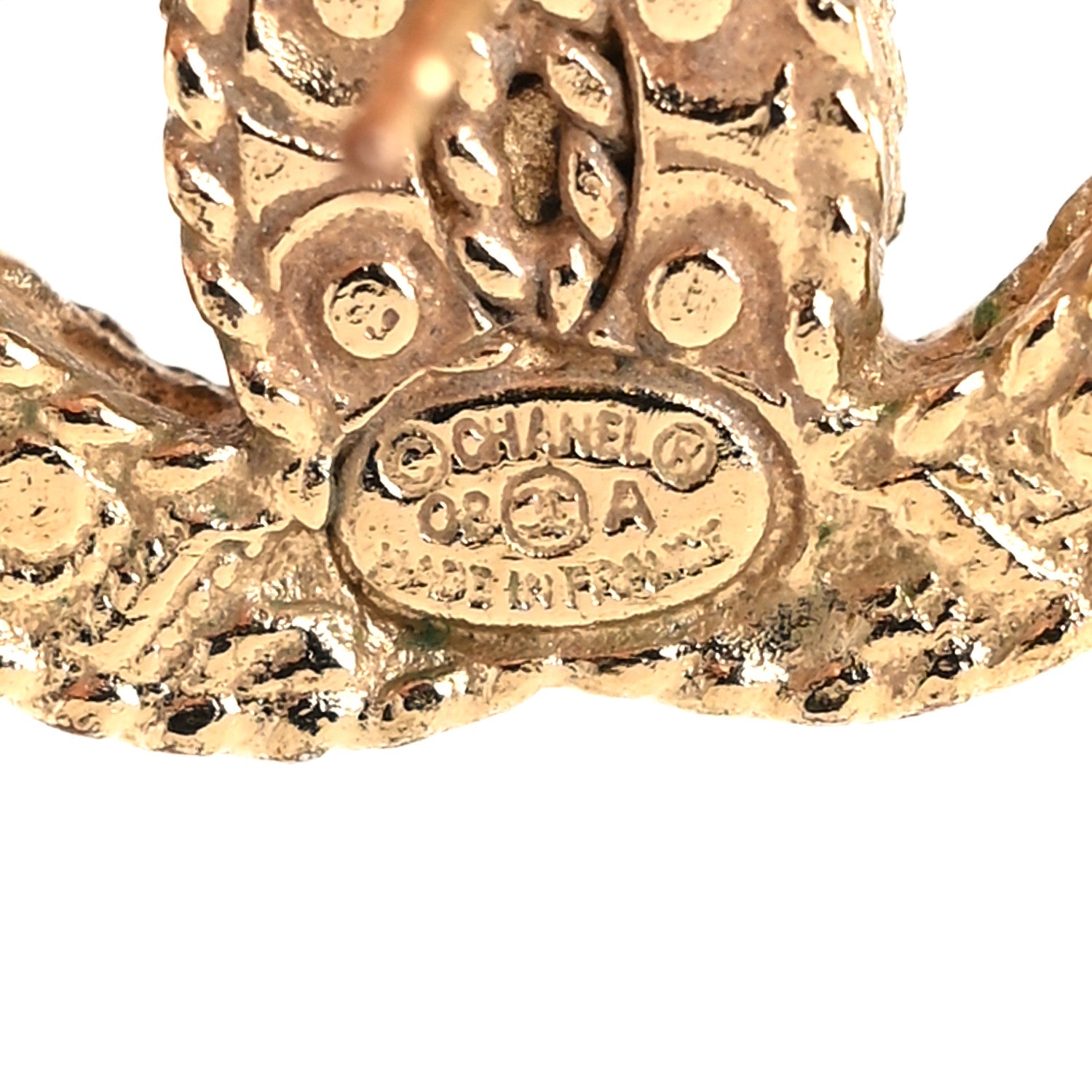 Chanel Textured CC Earrings Gold 4 of 5