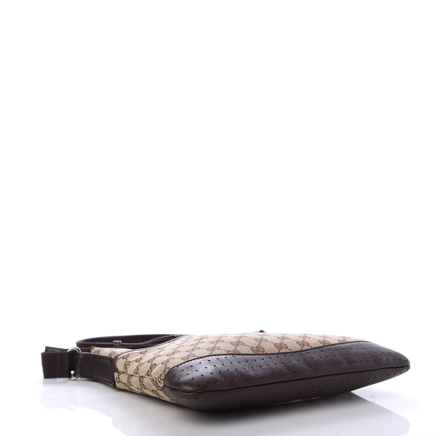 Monogram Calfskin Perforated Medium Flat Messenger Bag Dark Brown