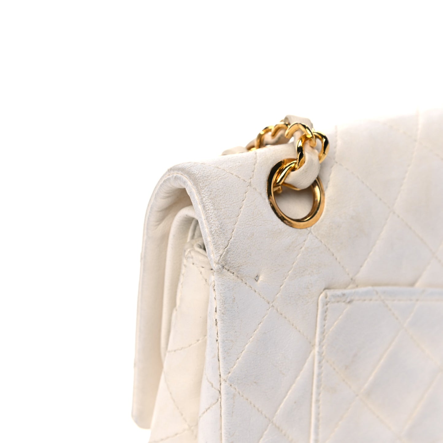 Lambskin Quilted Small Double Flap White