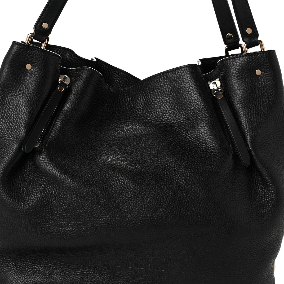 Burberry Grainy Calfskin House Check Medium Maidstone Black 9 of 11