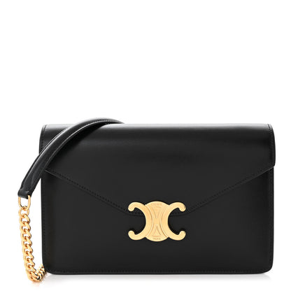 Celine Shiny Calfskin Triomphe Margo Wallet on Chain Black 1 of 11