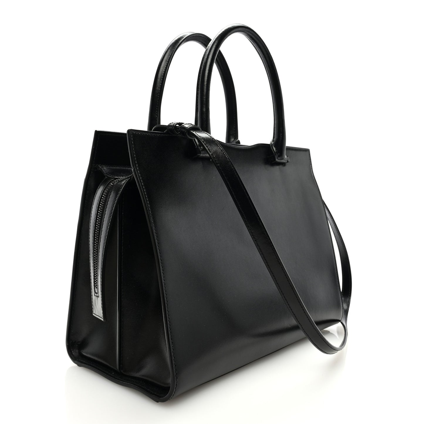 Shiny Calfskin Medium Uptown Tote Black