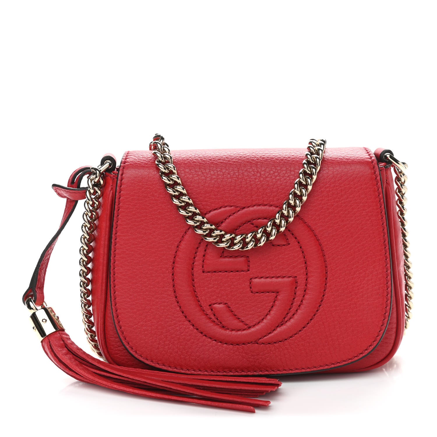 Gucci Pebbled Calfskin Small Soho Flap Crossbody Red 1 of 10