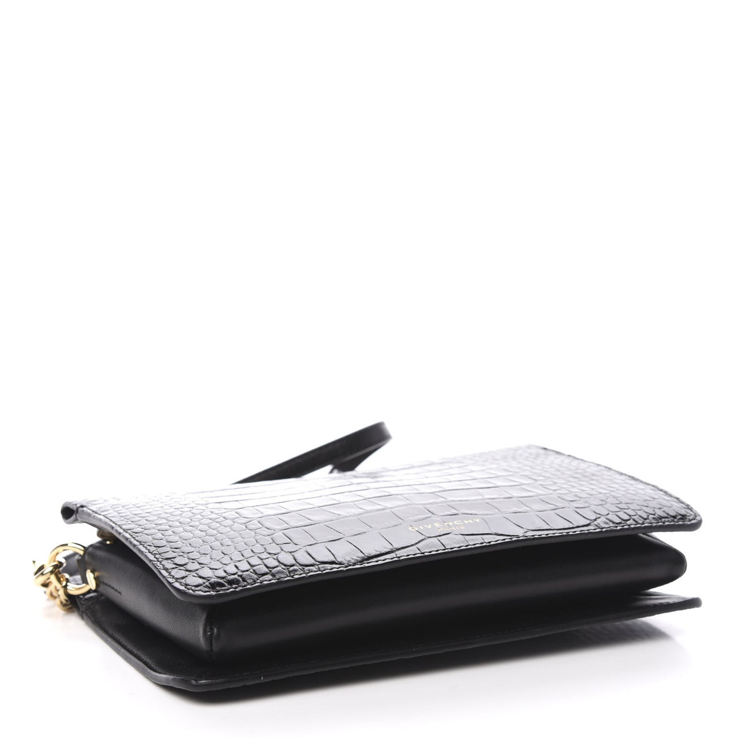 Calfskin Crocodile Embossed Cross 3 Crossbody Bag Black