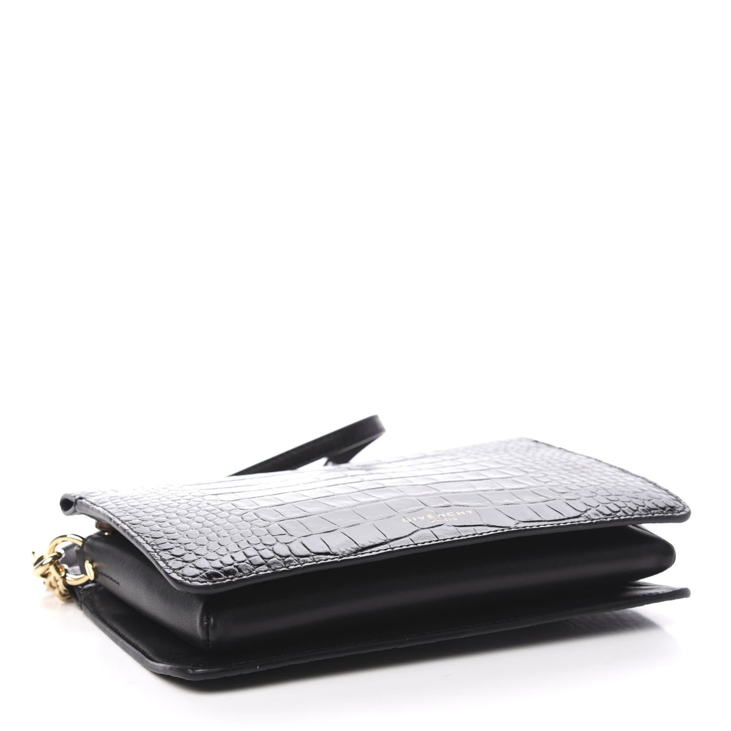 Givenchy Calfskin Crocodile Embossed Cross 3 Crossbody Bag Black 4 of 10