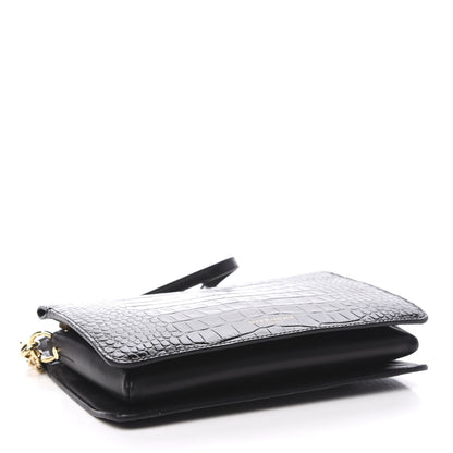Givenchy Calfskin Crocodile Embossed Cross 3 Crossbody Bag Black 4 of 10