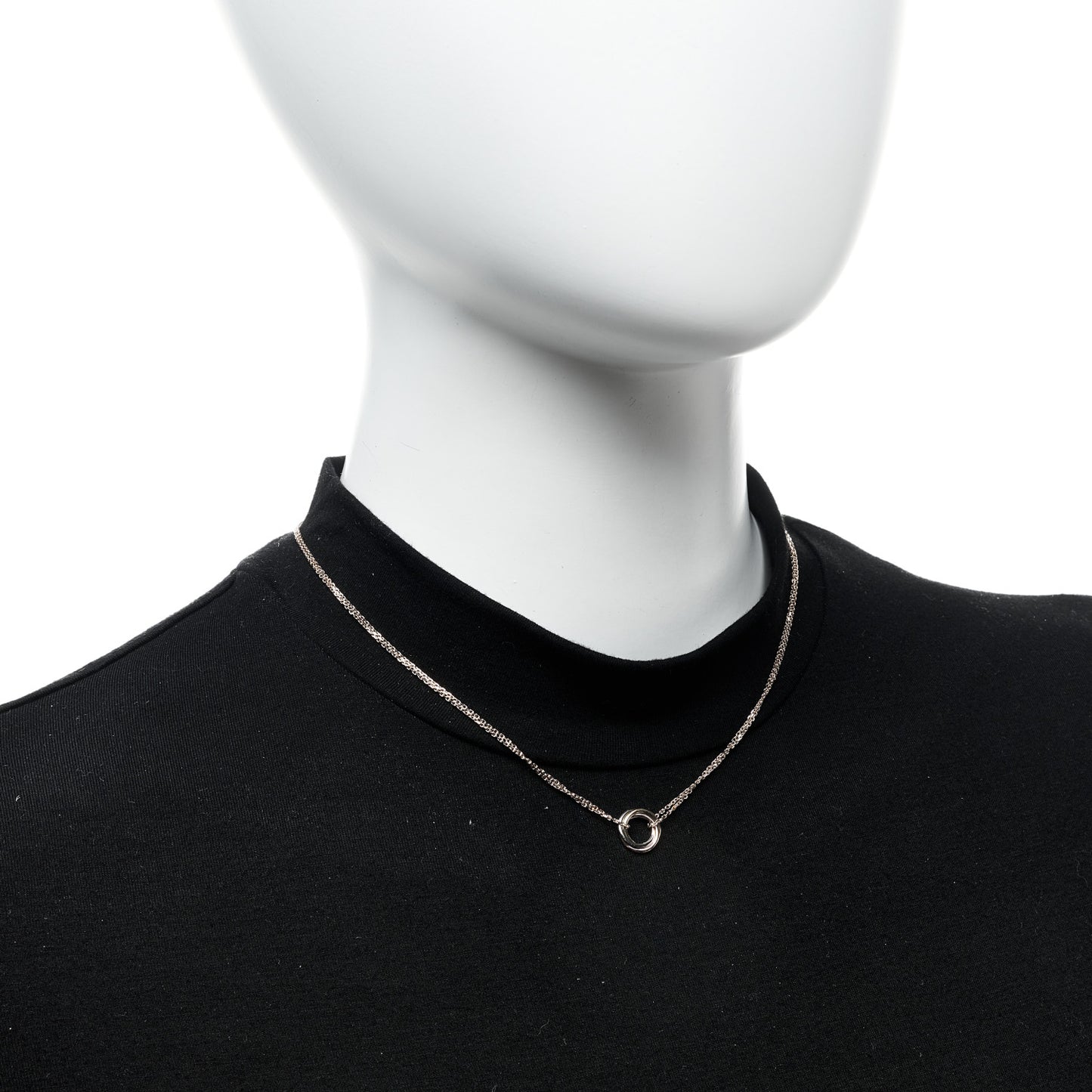 18K Pink Yellow White Gold Trinity Double Chain Pendant Necklace
