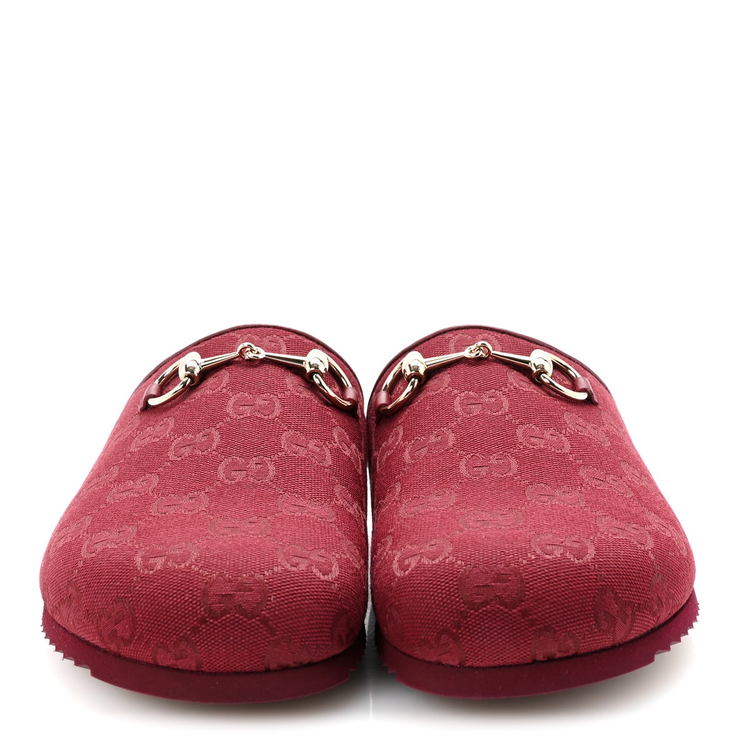 GG Supreme Monogram Womens Horsebit Slippers 40 Rosso Ancora