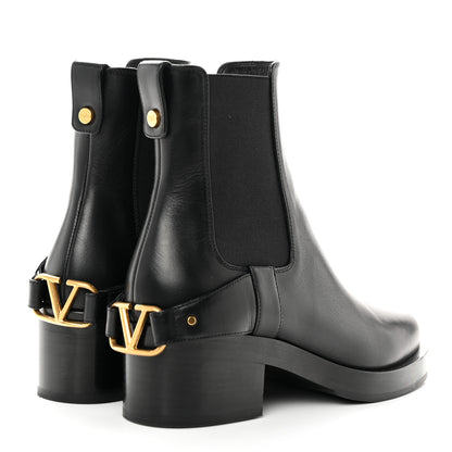 Valentino Garavani Calfskin VLOGO Flat Boots 36 Black 4 of 8