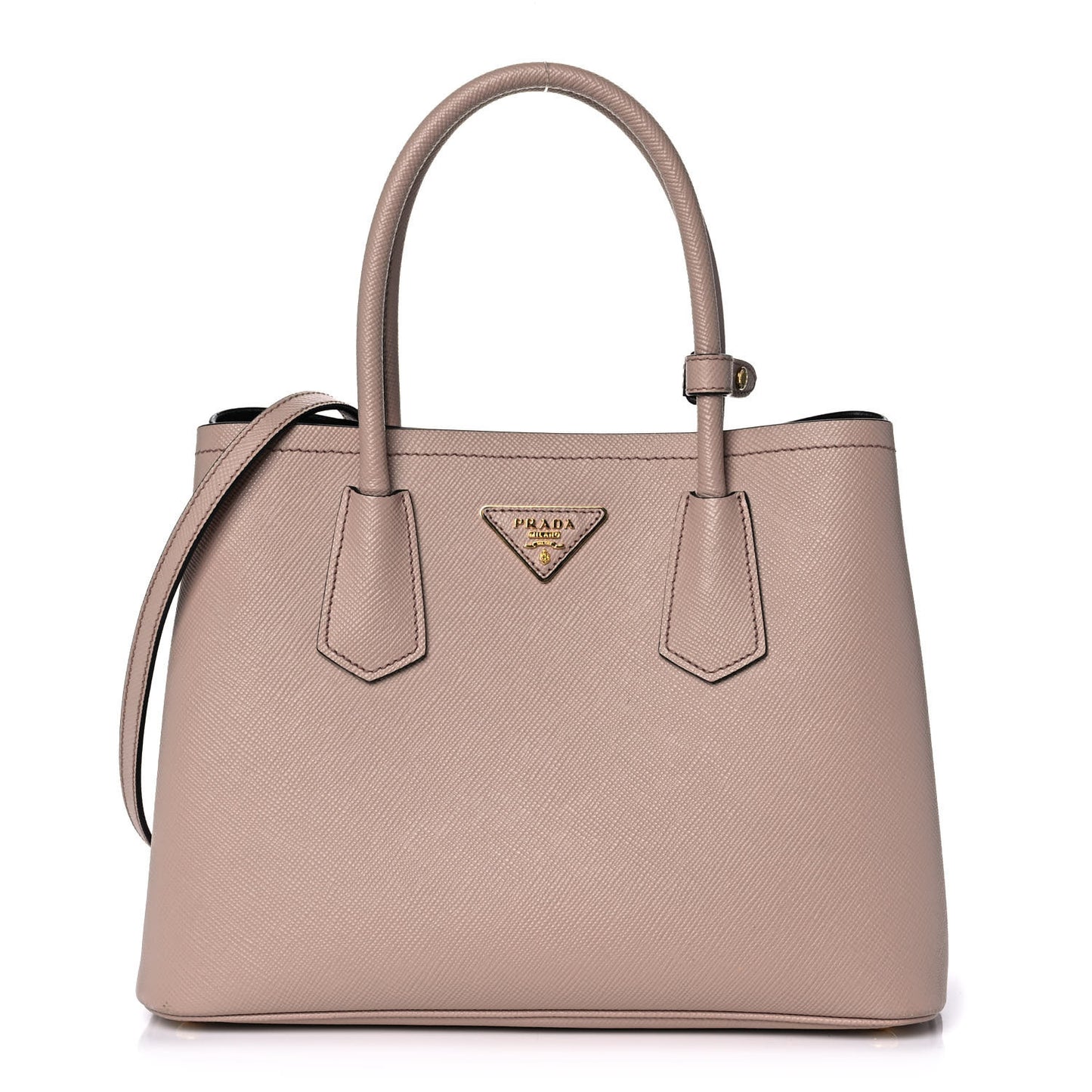 Saffiano Cuir Small Double Bag Cammeo Black
