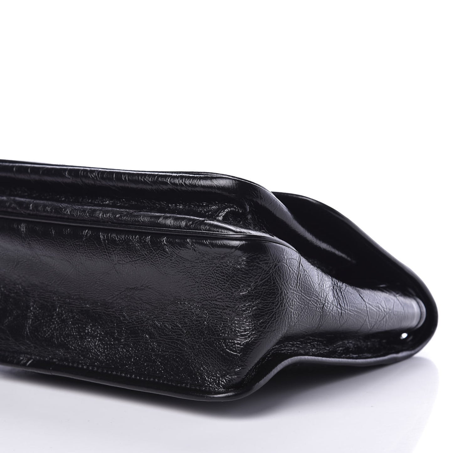 Crinkled Calfskin Matelasse Monogram Medium Niki Chain Satchel Black