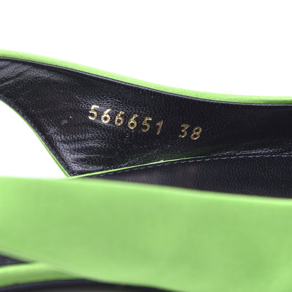 Balenciaga Satin BB Knife Pointy Toe Slingback Flats 38 Neon Green 10 of 11
