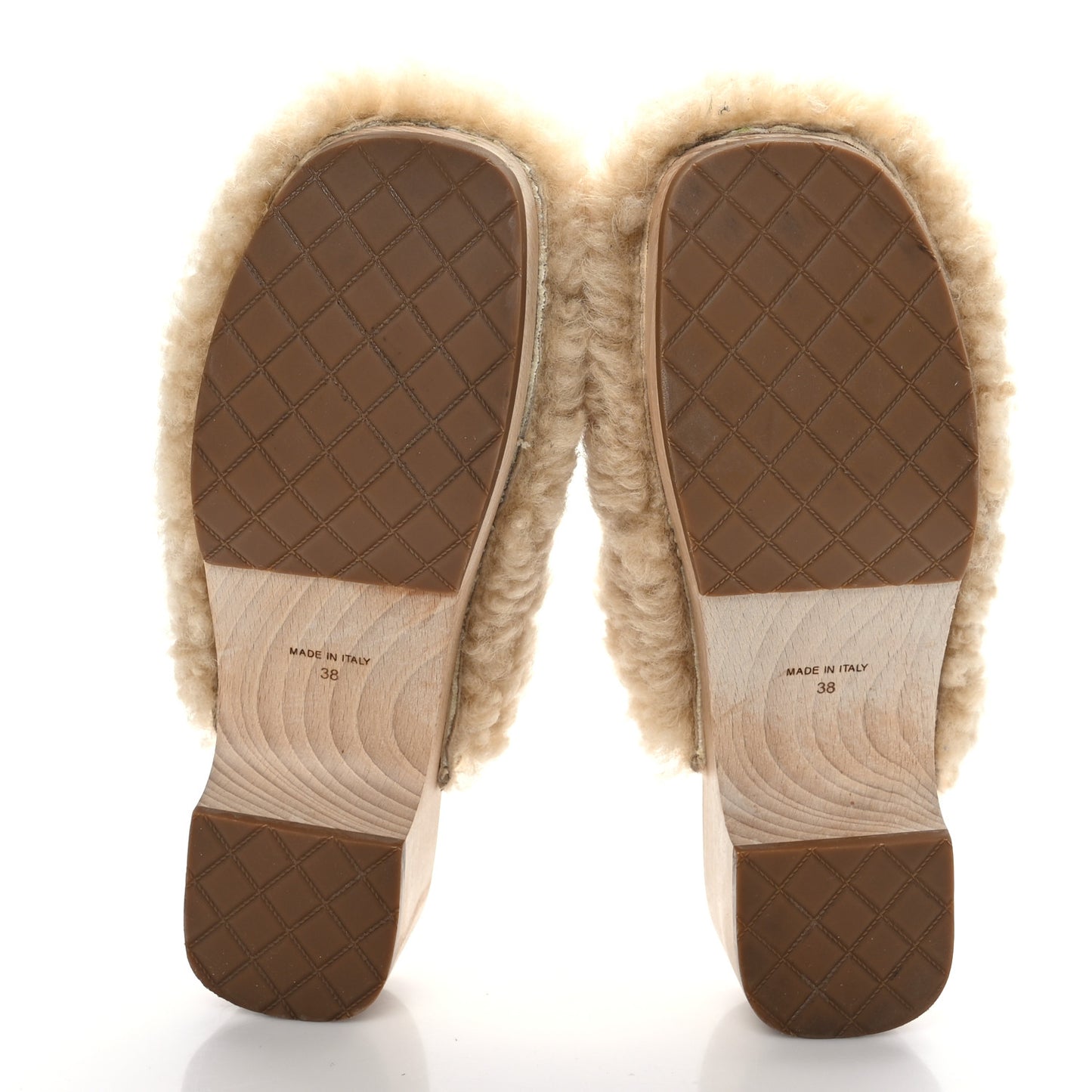 Shearling Lambskin Clogs 38 Beige