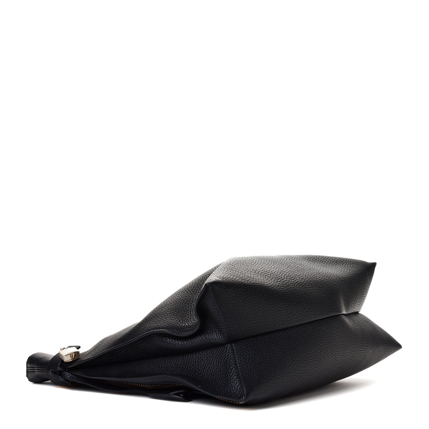 Pebbled Calfskin Large Alix Padlock Zip Hobo Bag Black