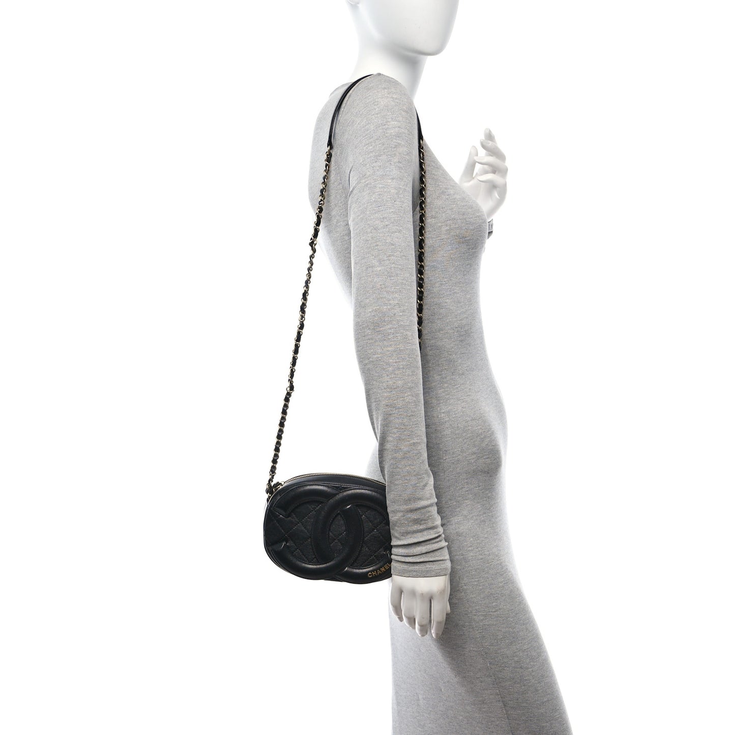 Lambskin Quilted Coco Midnight Camera Case Black