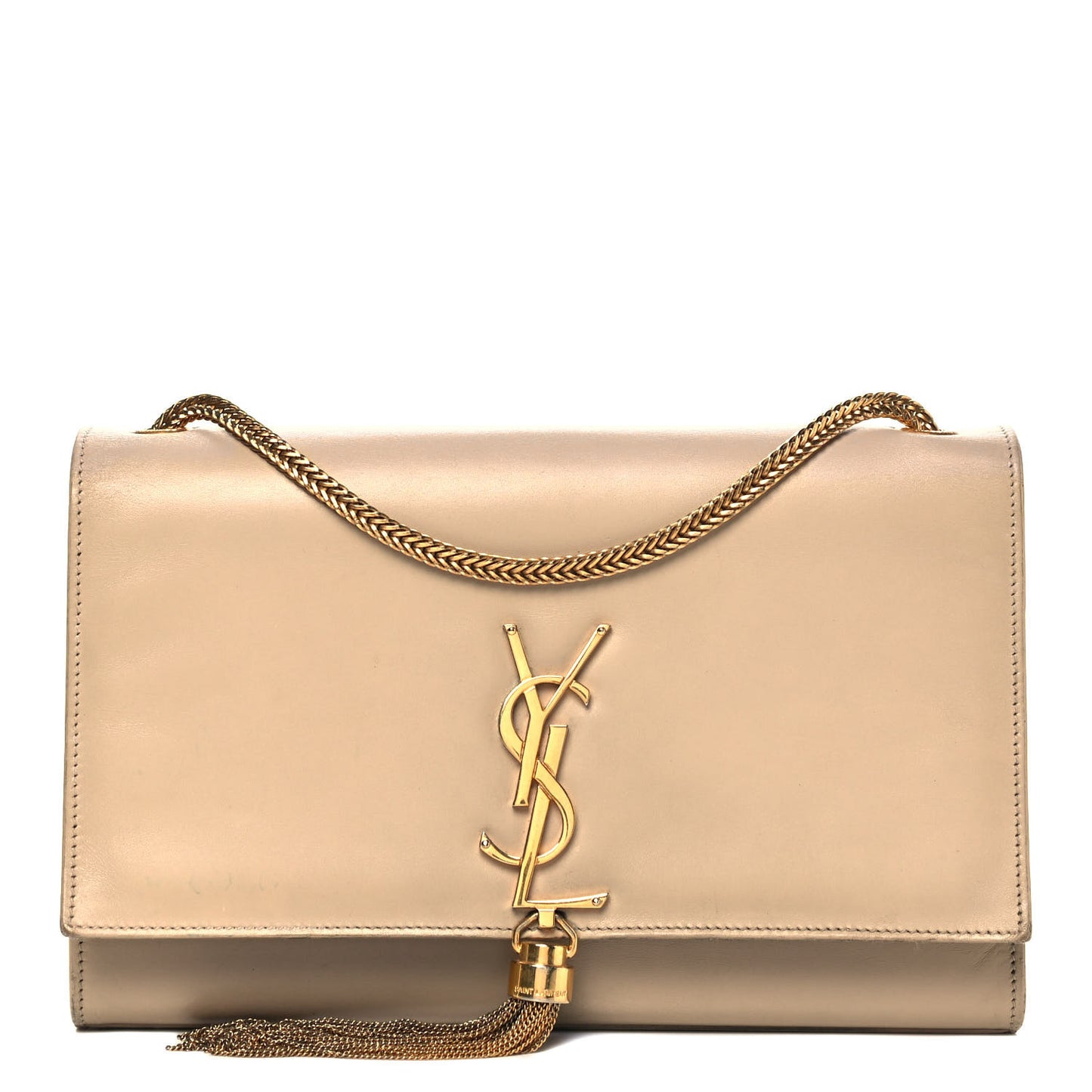 Smooth Calfskin Medium Classic Monogram Kate Tassel Satchel Dark Beige